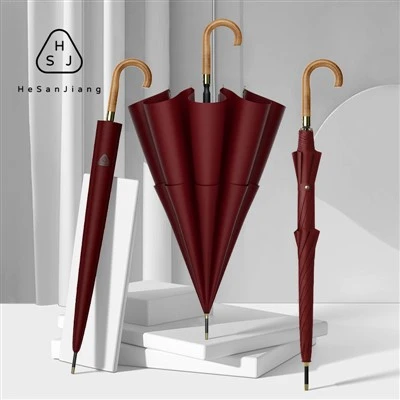 Wysokiej klasy-parasol golfowy z drewnianym uchwytem i haczykiem